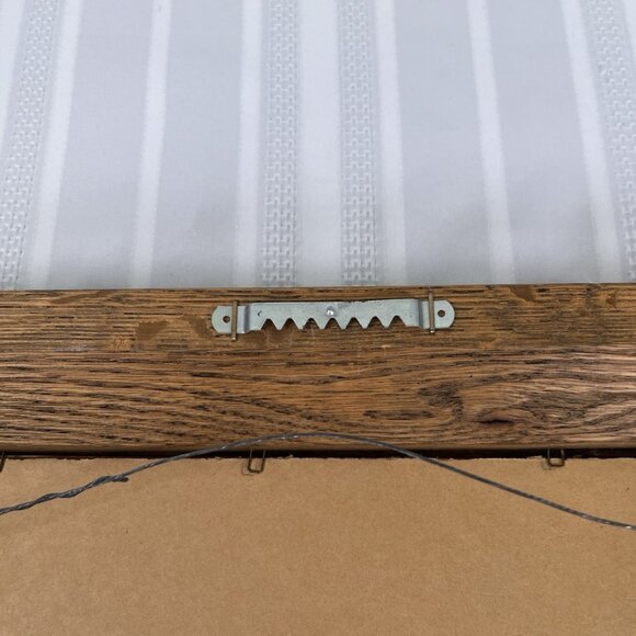 VTG Rolland Hendrickson Oak Wood Framed Art Print Mother Bathing Child Rustic - Picture 4 of 8